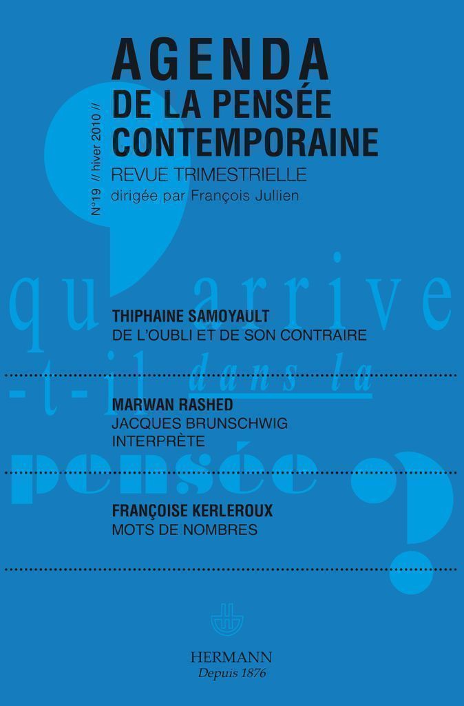 Cover image for Agenda de la Pensee contemporaine, n19