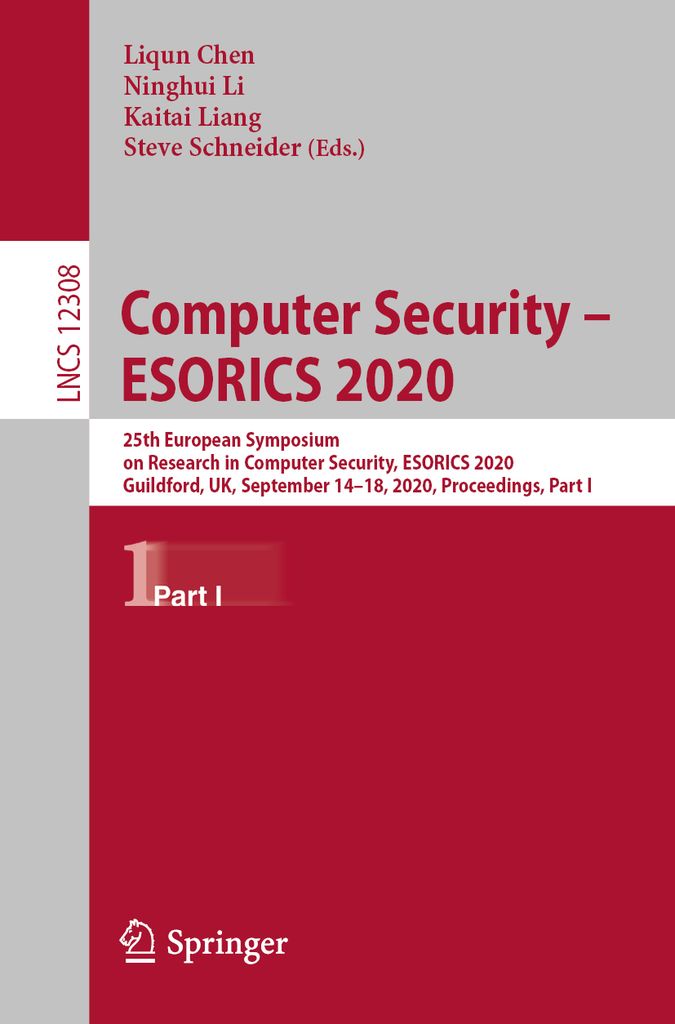 Cover image for Computer Security  ESORICS 2020