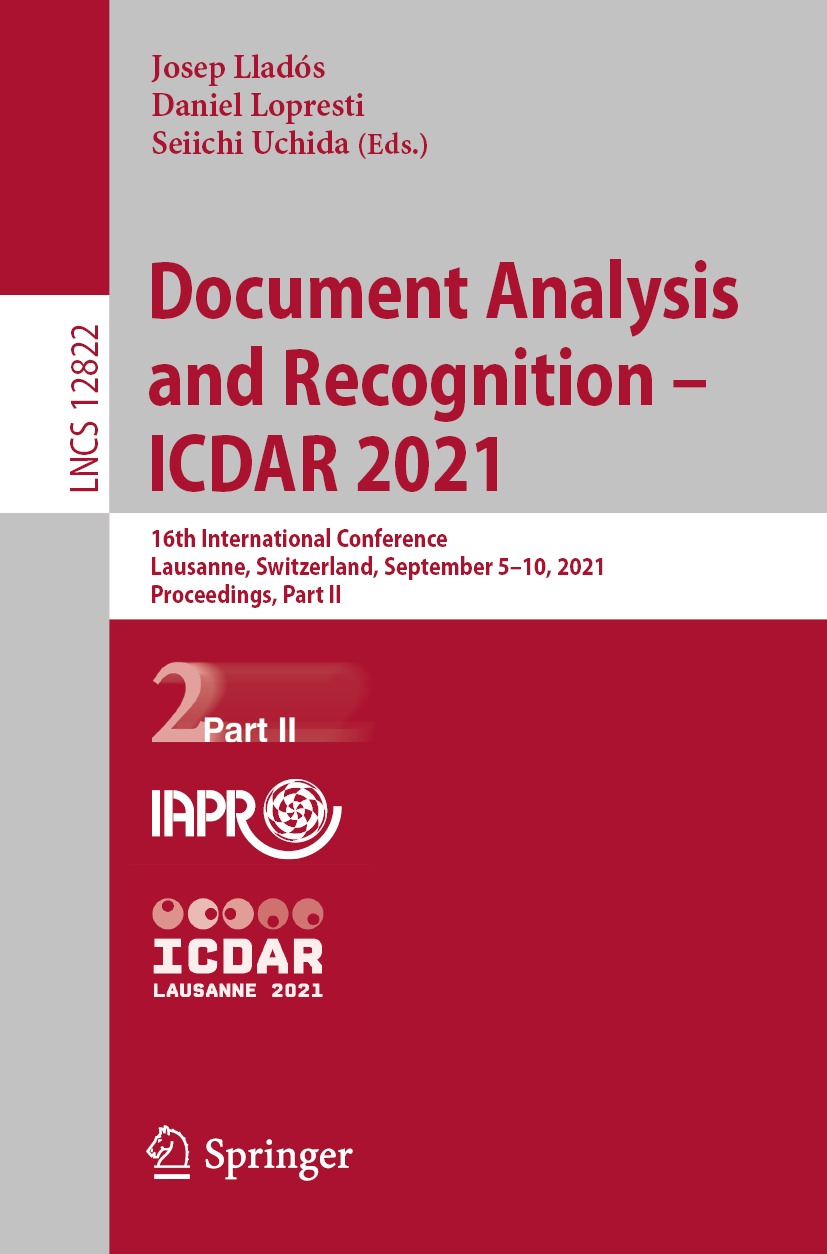 Cover image for Document Analysis and Recognition  ICDAR 2021