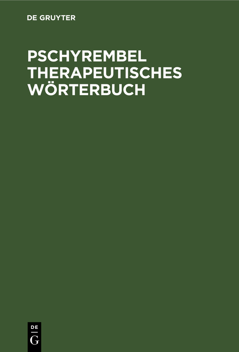 Cover image for Pschyrembel Therapeutisches Worterbuch