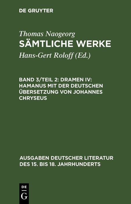 Cover image for Dramen IV: Hamanus mit der deutschen Ubersetzung von Johannes Chryseus