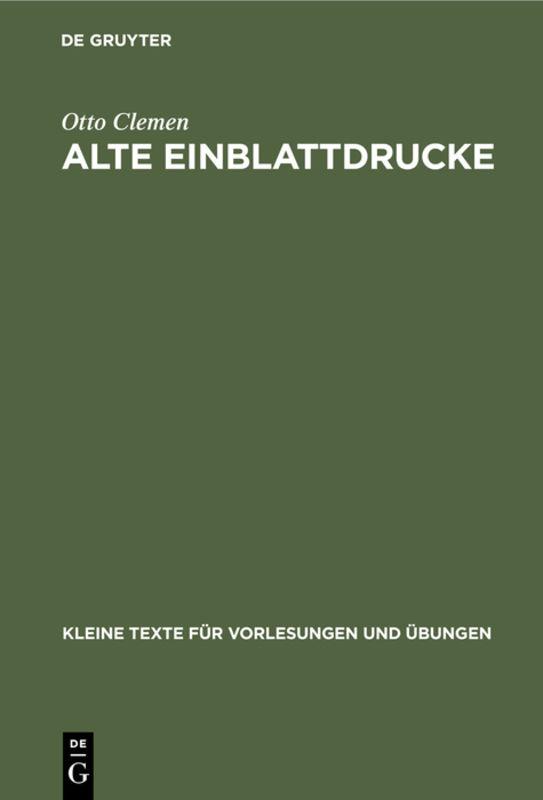 Cover image for Alte Einblattdrucke