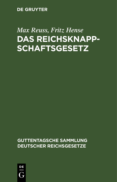 Cover image for Das Reichsknappschaftsgesetz
