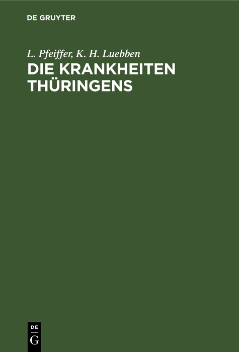 Cover image for Die Krankheiten Thuringens