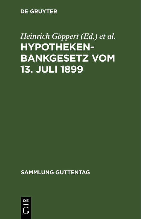 Cover image for Hypothekenbankgesetz vom 13. Juli 1899