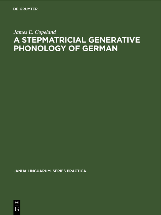 Cover image for A Stepmatricial Generative Phonology of German