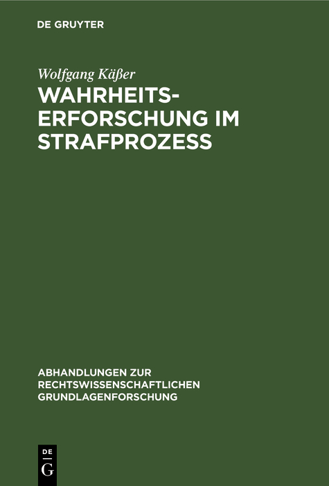 Cover image for Wahrheitserforschung im Strafproze