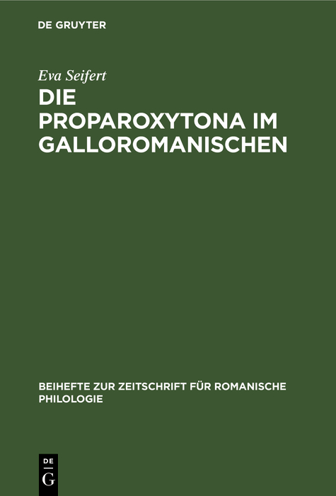 Cover image for Die Proparoxytona im Galloromanischen