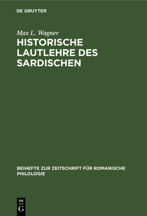 Cover image for Historische Lautlehre des Sardischen