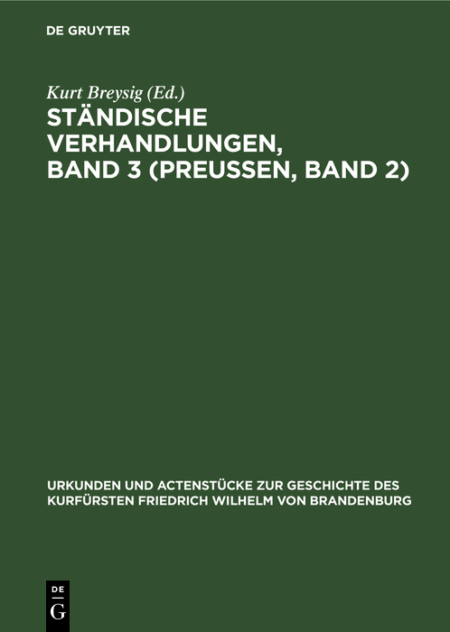 Cover image for Standische Verhandlungen, Band 3 (Preuen, Band 2)