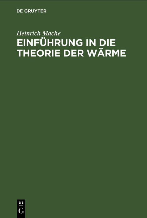 Cover image for Einfuhrung in die Theorie der Warme