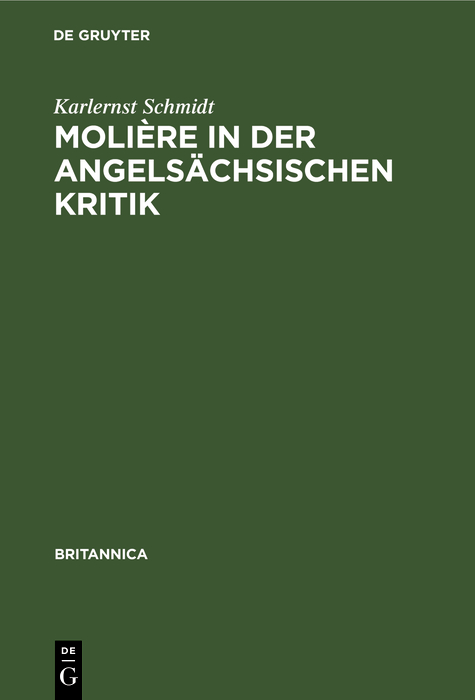 Cover image for Moliere in der angelsachsischen Kritik
