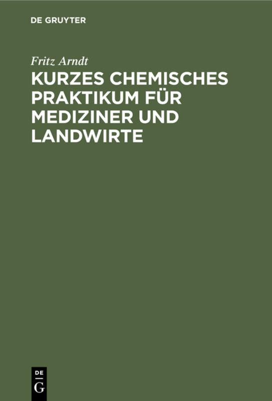 Cover image for Kurzes chemisches Praktikum fur Mediziner und Landwirte