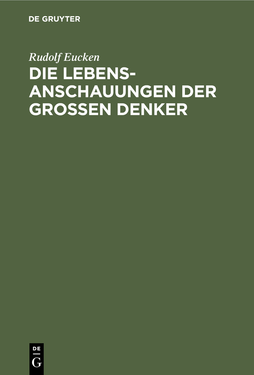 Cover image for Die Lebensanschauungen der Grossen Denker
