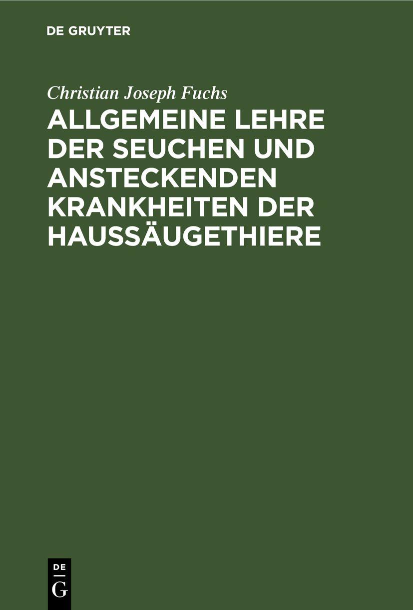 Cover image for Allgemeine Lehre der Seuchen und ansteckenden Krankheiten der Haussaugethiere