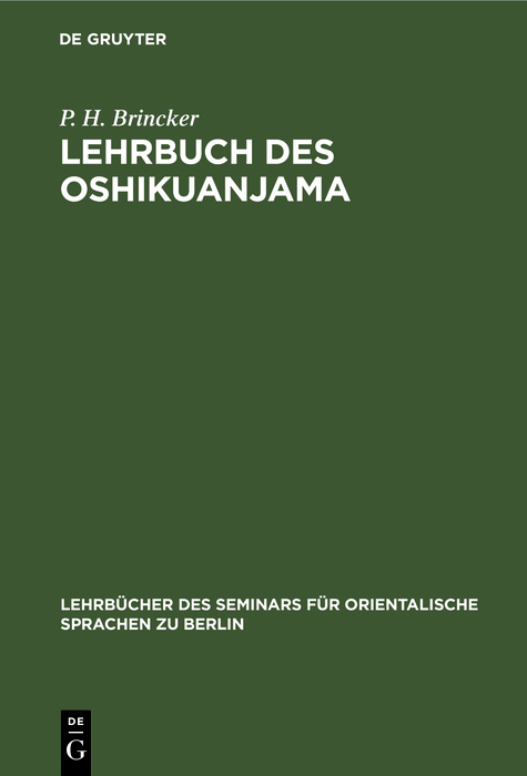 Cover image for Lehrbuch des Oshikuanjama