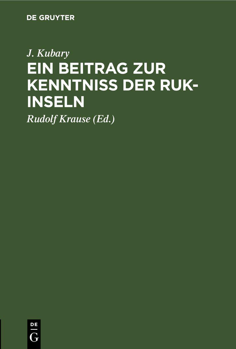 Cover image for Ein Beitrag zur Kenntniss der Ruk-Inseln