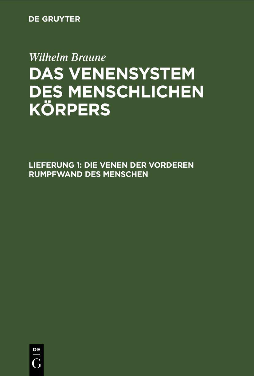 Cover image for Die Venen der vorderen Rumpfwand des Menschen