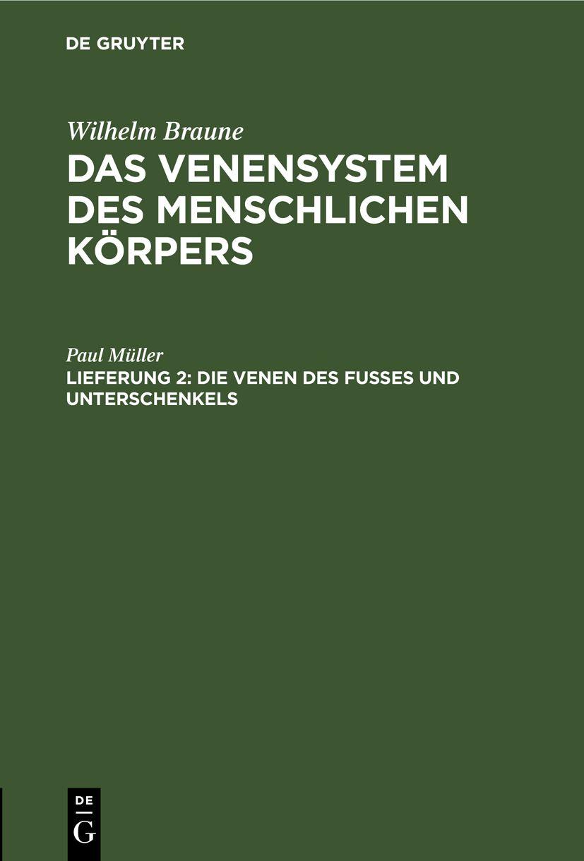 Cover image for Die Venen des Fusses und Unterschenkels