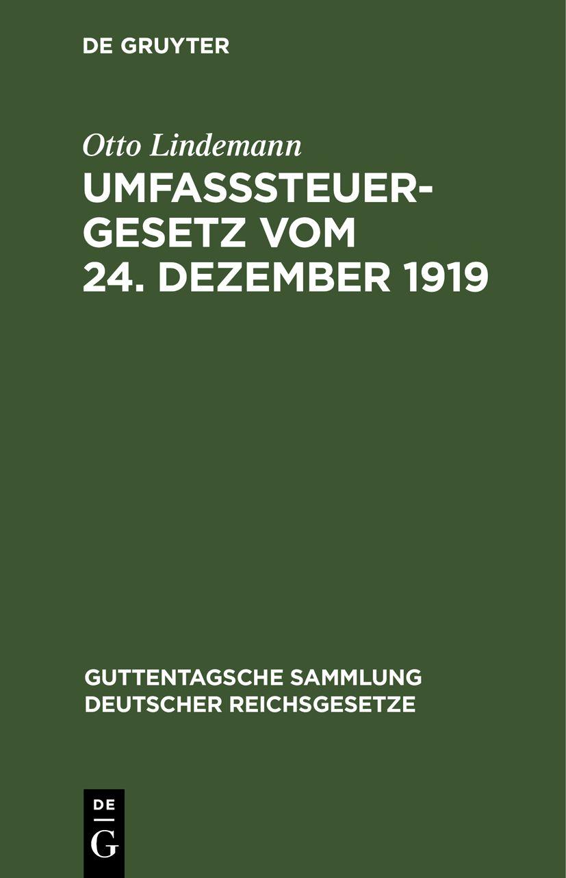 Cover image for Umfasteuergesetz vom 24. Dezember 1919