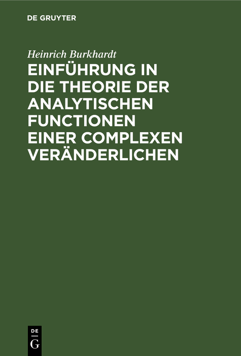 Cover image for Einfuhrung in die Theorie der analytischen Functionen einer complexen Veranderlichen