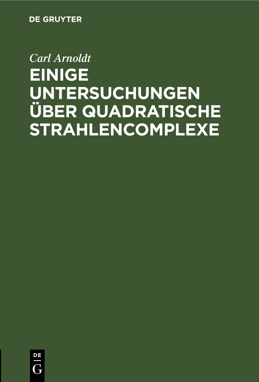 Cover image for Einige Untersuchungen uber quadratische Strahlencomplexe