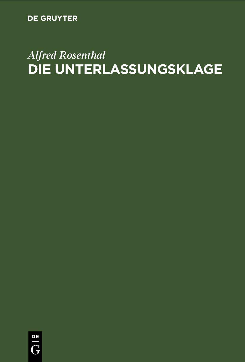 Cover image for Die Unterlassungsklage