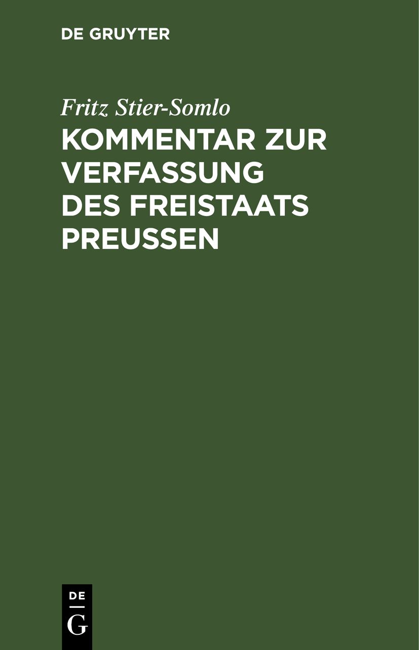 Cover image for Kommentar zur Verfassung des Freistaats Preuen