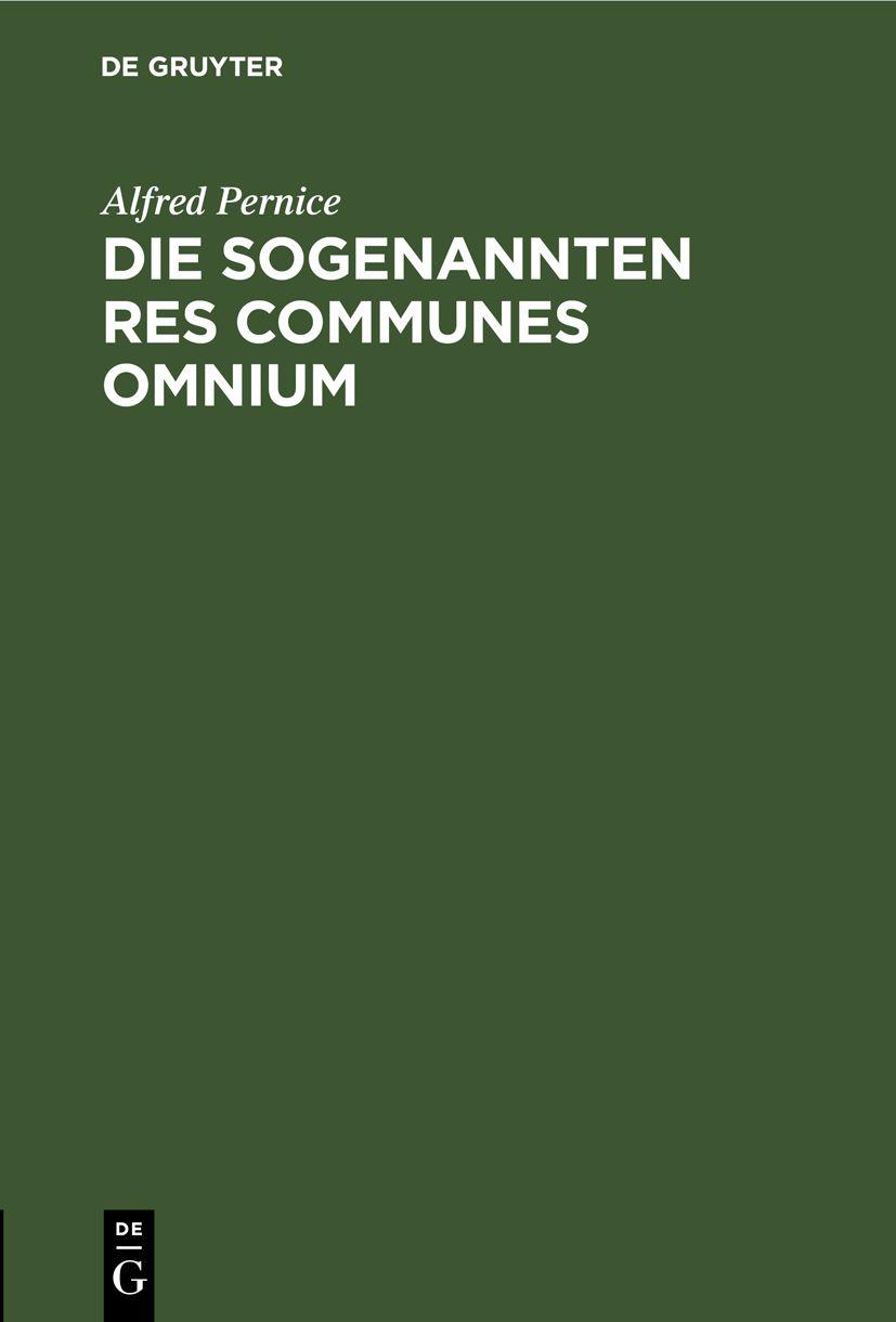Cover image for Die sogenannten Res communes omnium