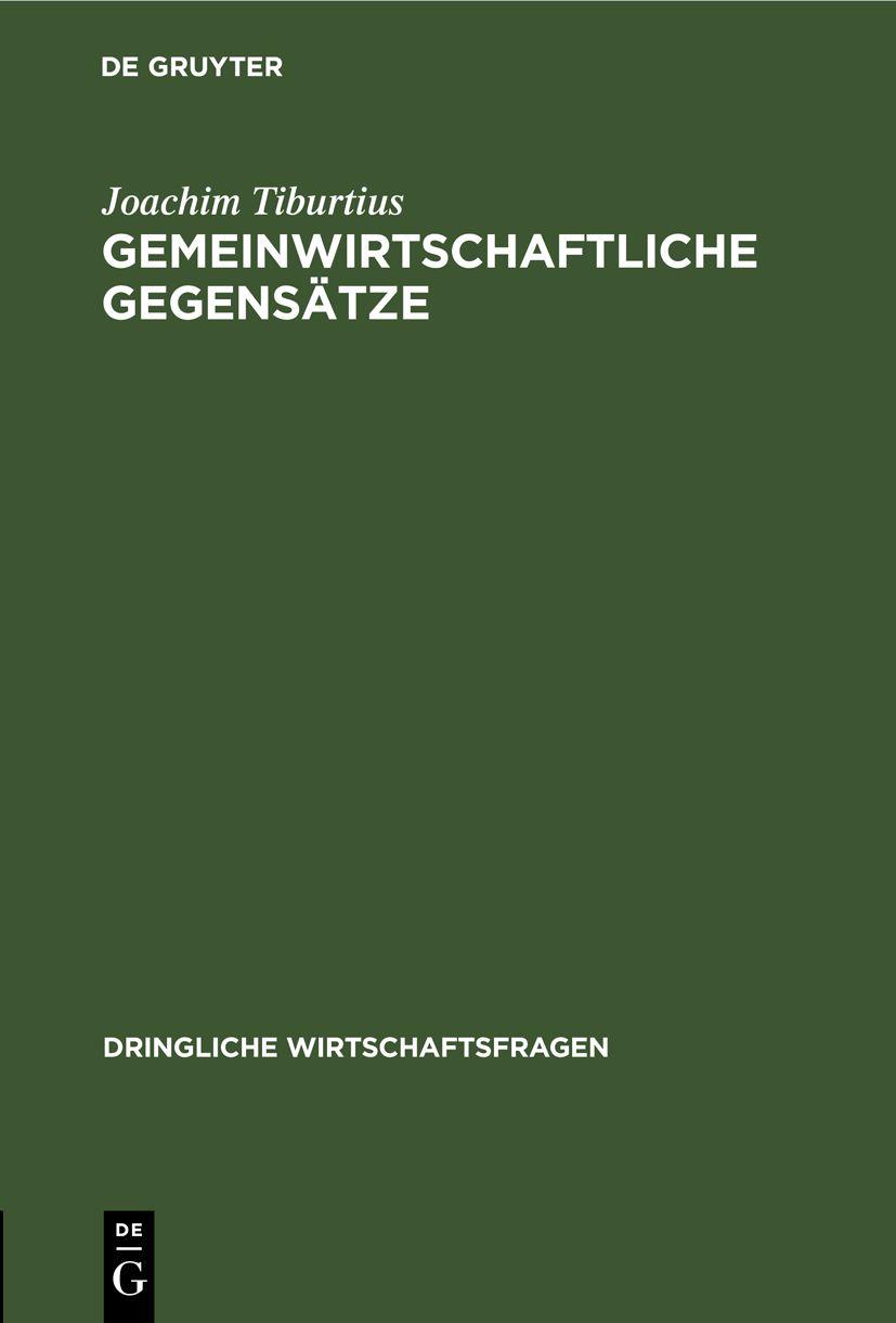Cover image for Gemeinwirtschaftliche Gegensatze