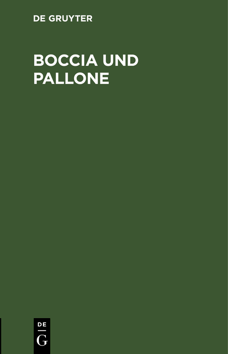 Cover image for Boccia und Pallone