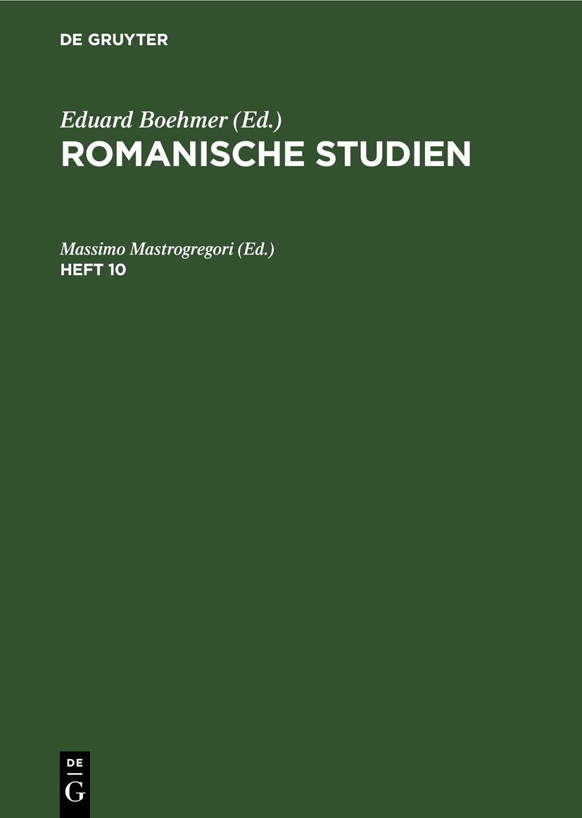 Cover image for Romanische Studien. Heft 10