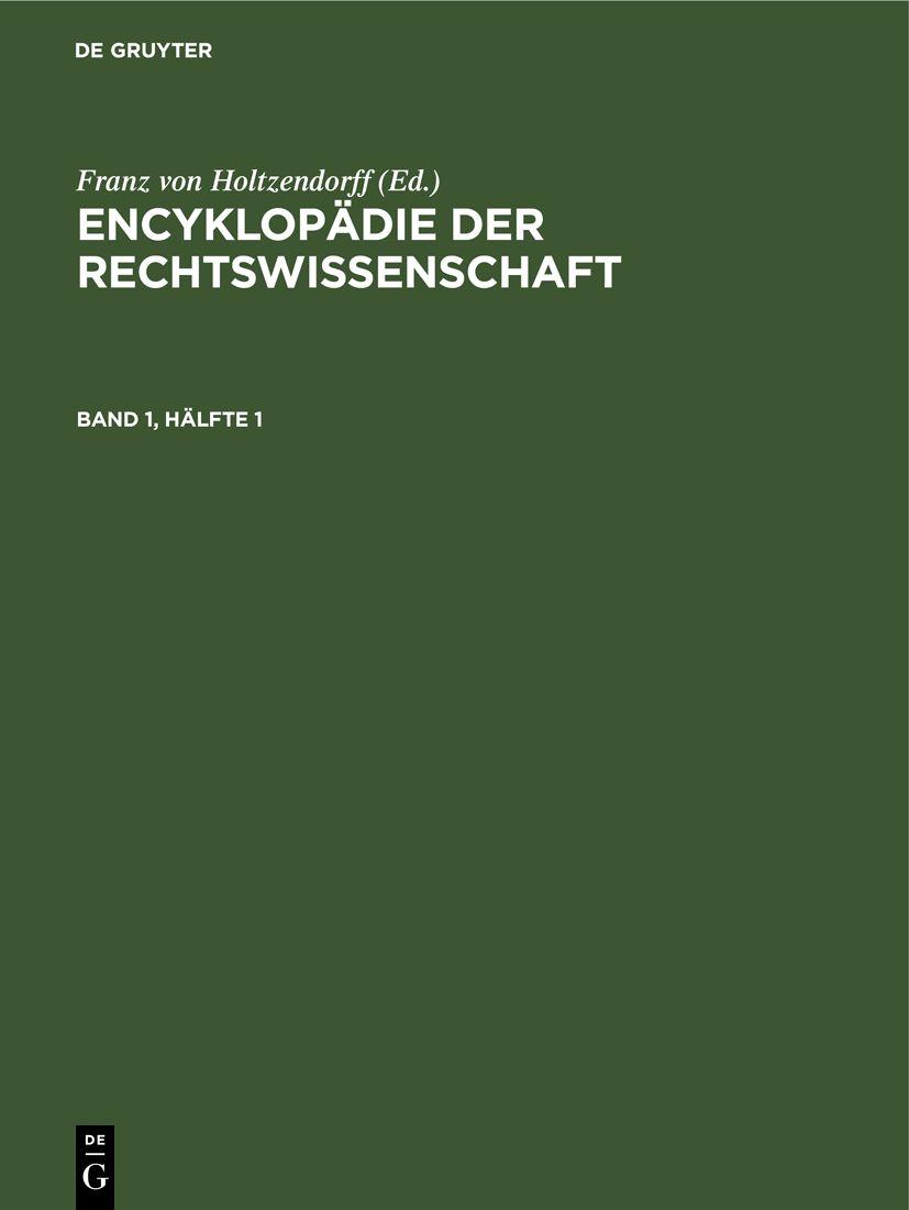 Cover image for Encyklopadie der Rechtswissenschaft. Band 1, Halfte 1