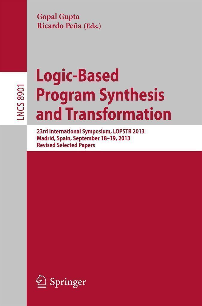 Cover image for Logic-Based Program Synthesis and Transformation