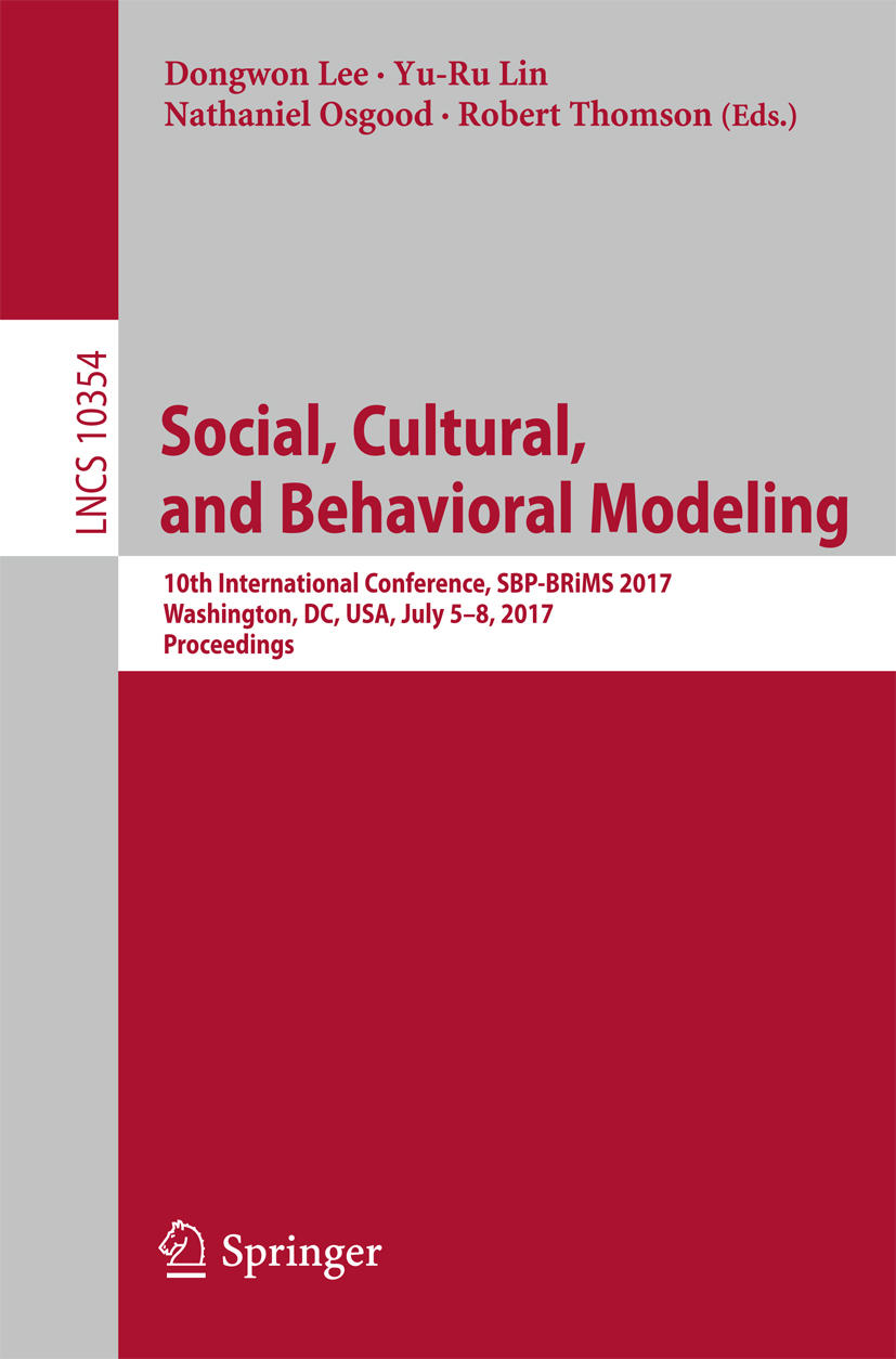 Cover image for Social, Cultural, and Behavioral Modeling