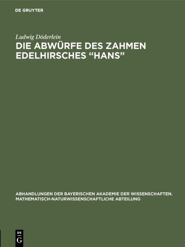 Cover image for Die Abwurfe des zahmen Edelhirsches Hans