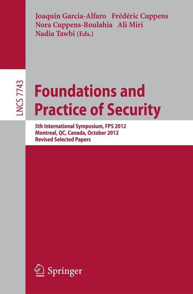 Cover image for Foundations and Practice of Security