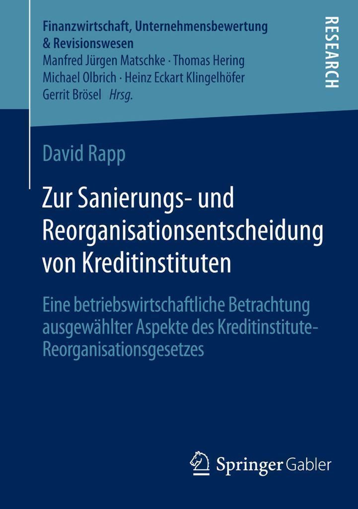 Cover image for Zur Sanierungs- und Reorganisationsentscheidung von Kreditinstituten