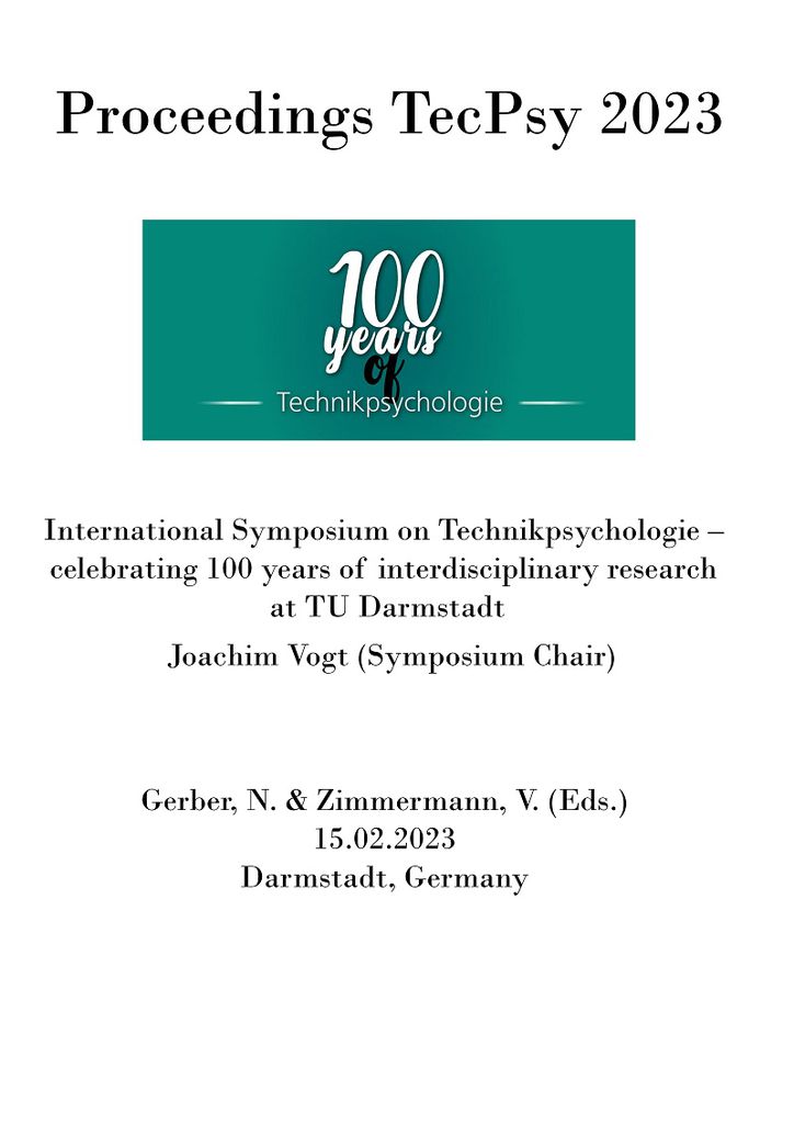 Cover image for International Symposium on Technikpsychologie (TecPsy) 2023