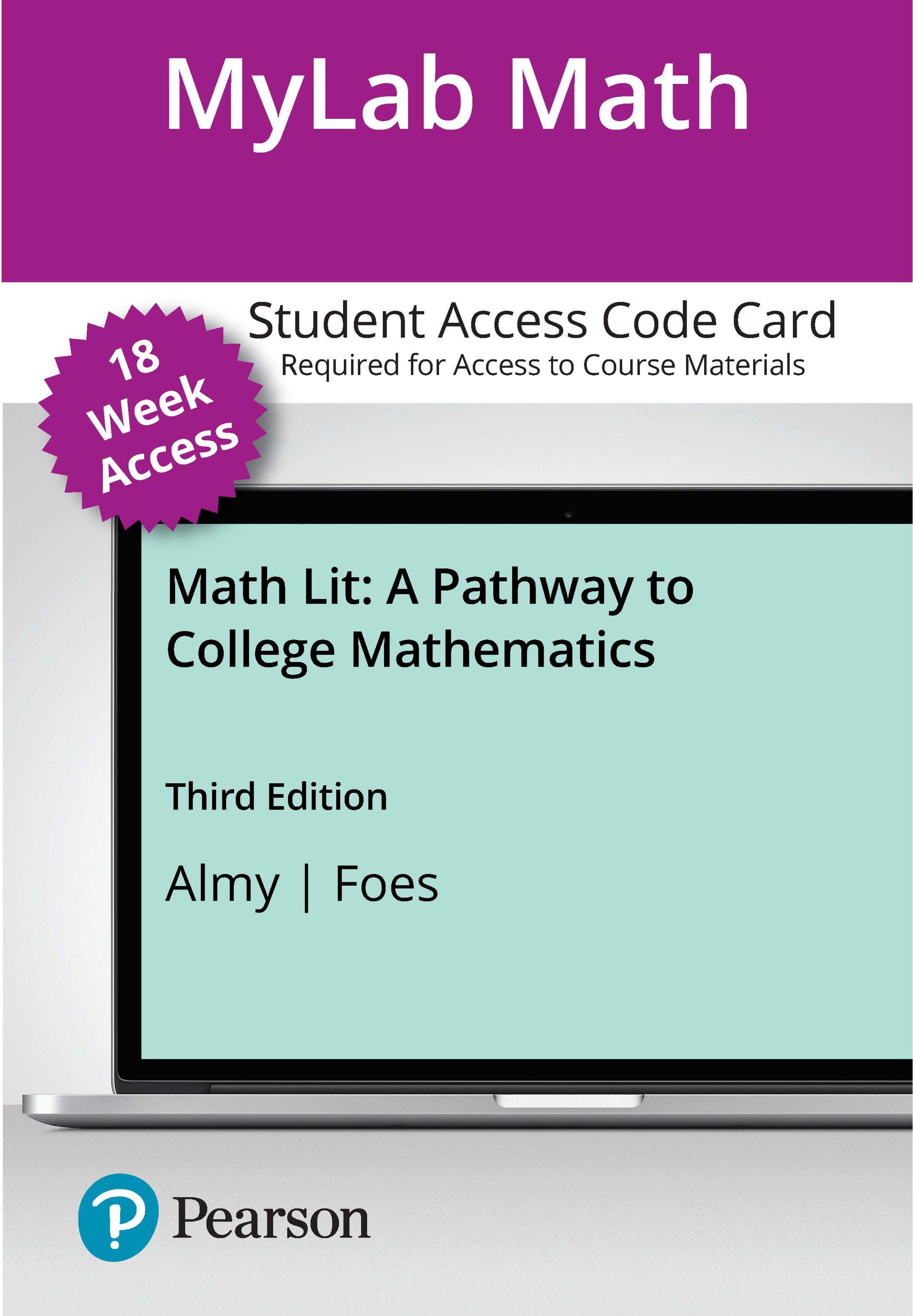 Mylab Math With Pearson Etext Access Code For Math Lit by Kathleen Almy ...