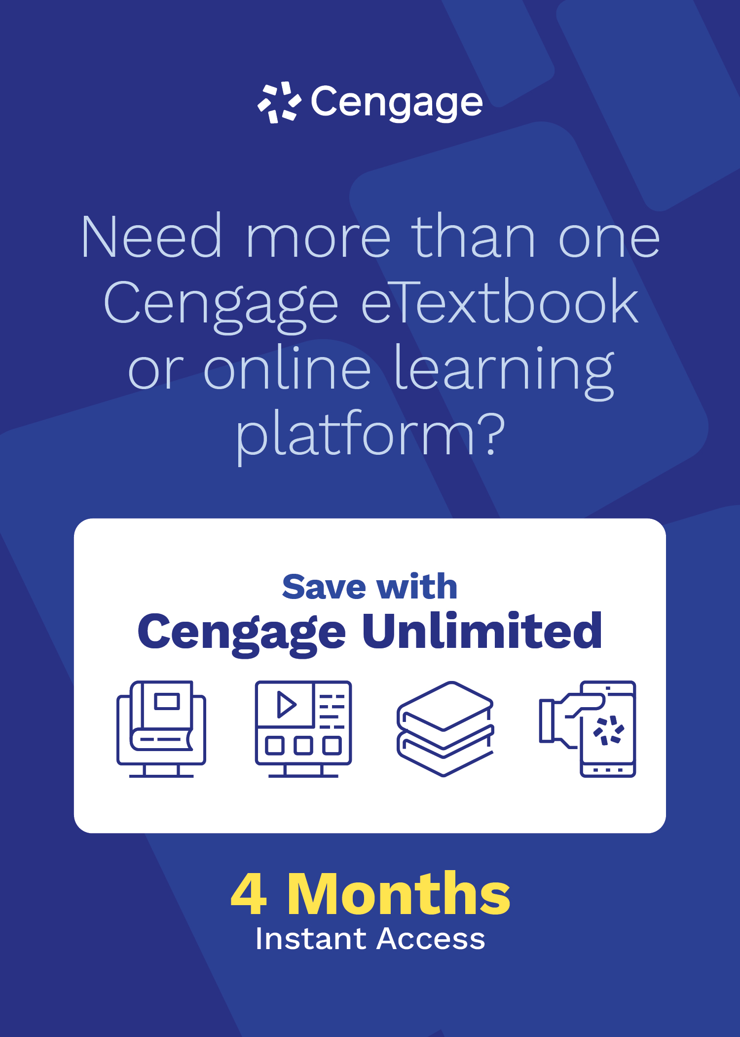 Cengage Unlimited subscription, 4 months (1 term)... 1st Edition RedShelf