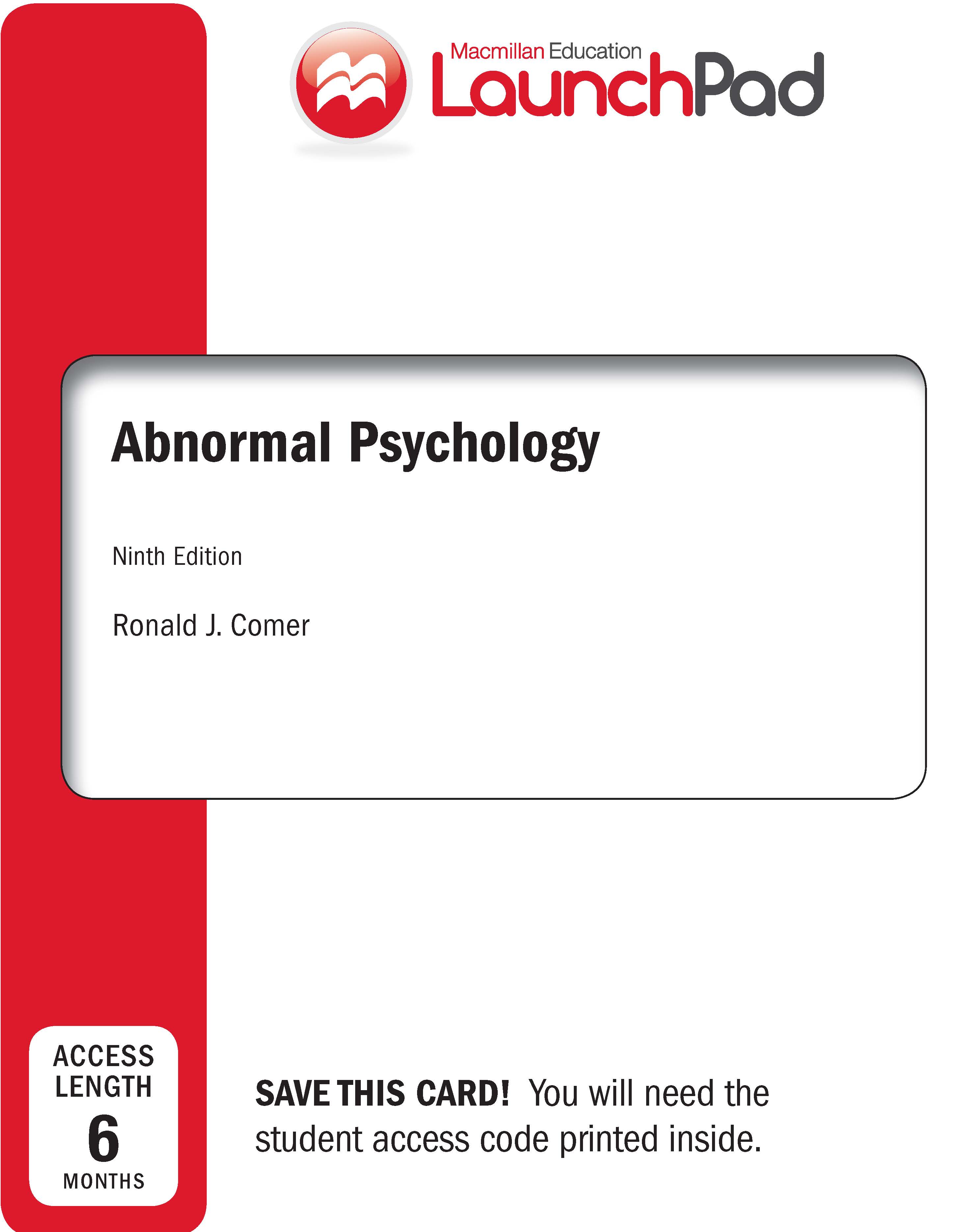 LaunchPad for Comer's Abnormal Psychology (Six Month Access) 9th Edition