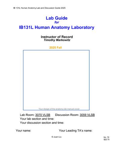 IB 131L Sec 008 - Human Anatomy Lab Guide (IB131)