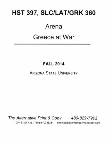 Cover image for HST 397, SLC/LAT/GRK 360 - Arena Fall 14