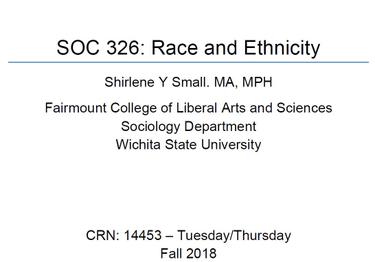 Cover image for SOC 326 Sociology of Race  and  Ethnicity