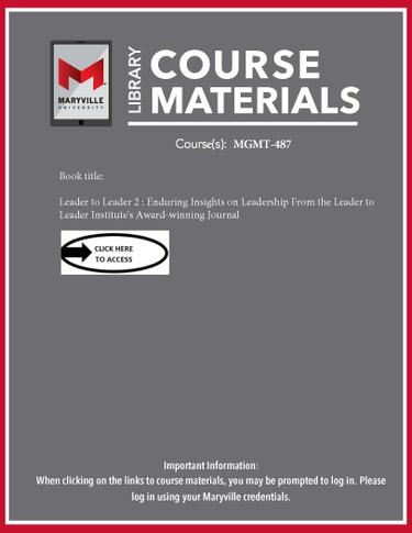 Cover image for Library Course Materials MGMT-487