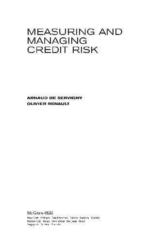 Cover image for Measuring and Managing Credit Risk
