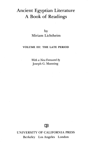 Cover image for Ancient Egyptian Literature, Volume III