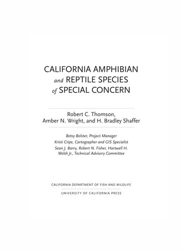 Cover image for California Amphibian and Reptile Species of Special Concern