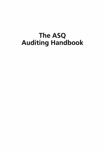 The ASQ Auditing Handbook, Third Edition